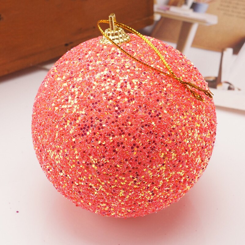 8cm Foam Balls Christmas Ornaments Ball Glitter Hang Balls Xmas Decorations Hanging Tree Pendants Year Party Ornament Decor: B