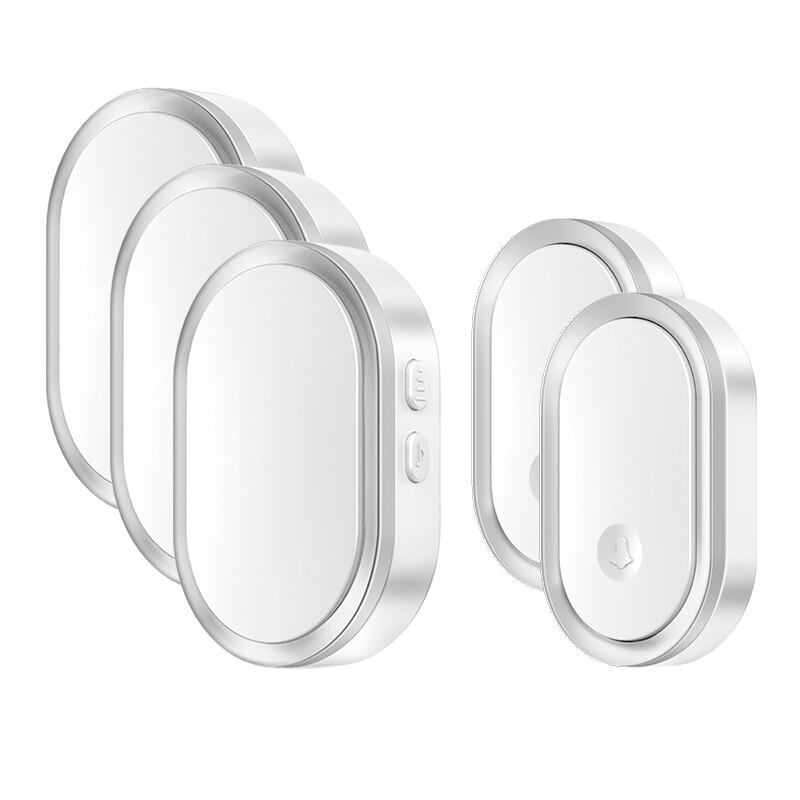 CACAZI Smart Wireless Doorbell Waterproof Touch Button 2 Button 3 Receiver 300M Range Home Security Door Call Bell 36 Ring: silver 2x3 / UK