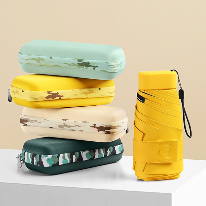 Flat Fold Mini Umbrella Women Pocket Summer Sun Umbrella for Women Small Cute Umbrellas for Girls with Storage Bag