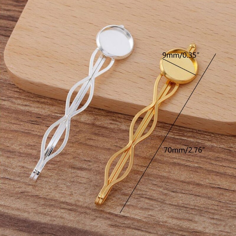 20pcs/lot Hair Jewelry Settings Cabochon Base Blank Bezel Trays for 12mm Round Cabochon Hairpins Diy Accessories