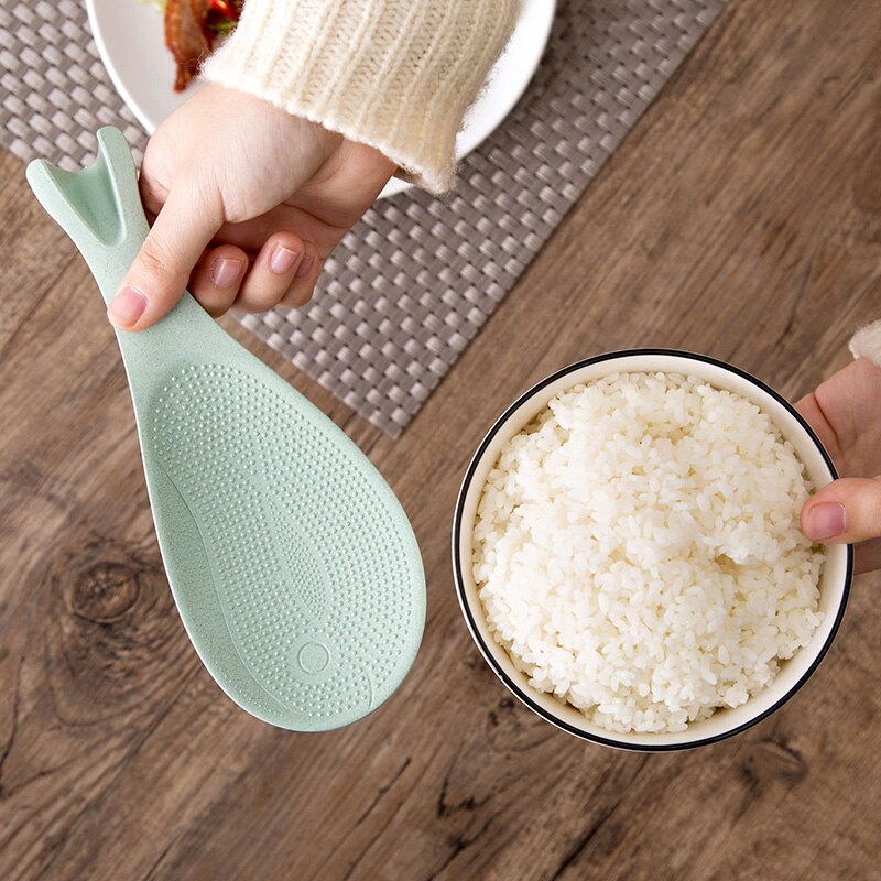 Soporte con forma de pescado, pala para arroz con mango de cuchara de arroz, pala para arroz, accesorios de cocina, accesorios de decoración del hogar, utensilios de cocina