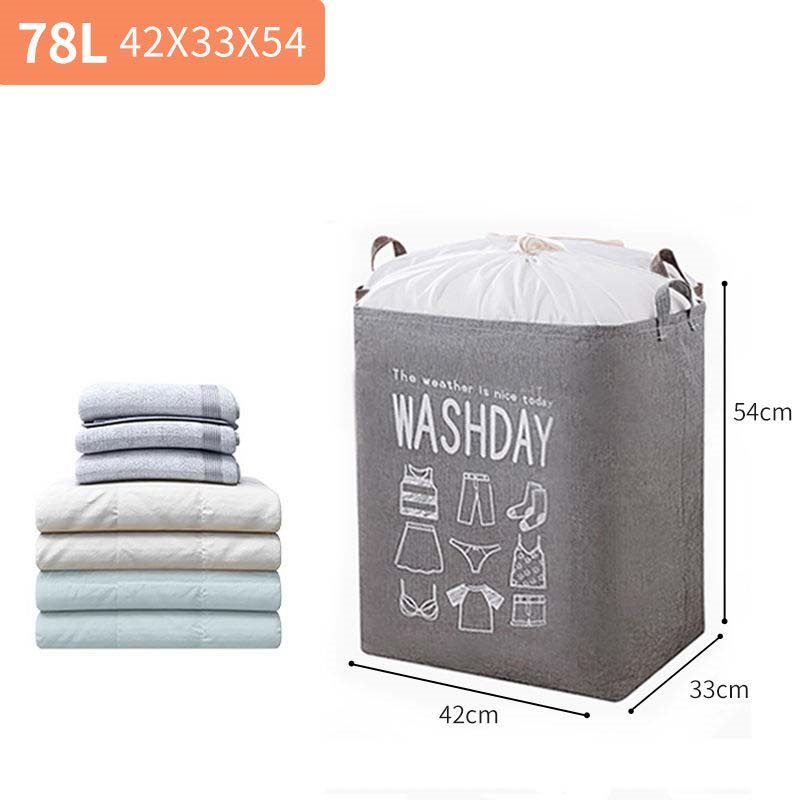 105L Dikke Katoenen Trekkoord Zak Quilt Opbergtas Katoenen Dekbed Opbergtas Garderobe Plus Size Opbergtas Thuis Opslag: 78L grey