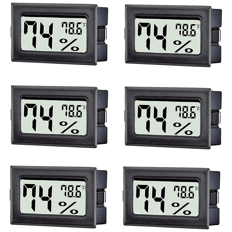 6 Pack Mini Digital Thermometer Hygrometer Indoor Temperature And Humidity Gauge Meter Monitor Fahrenheit For Humidor