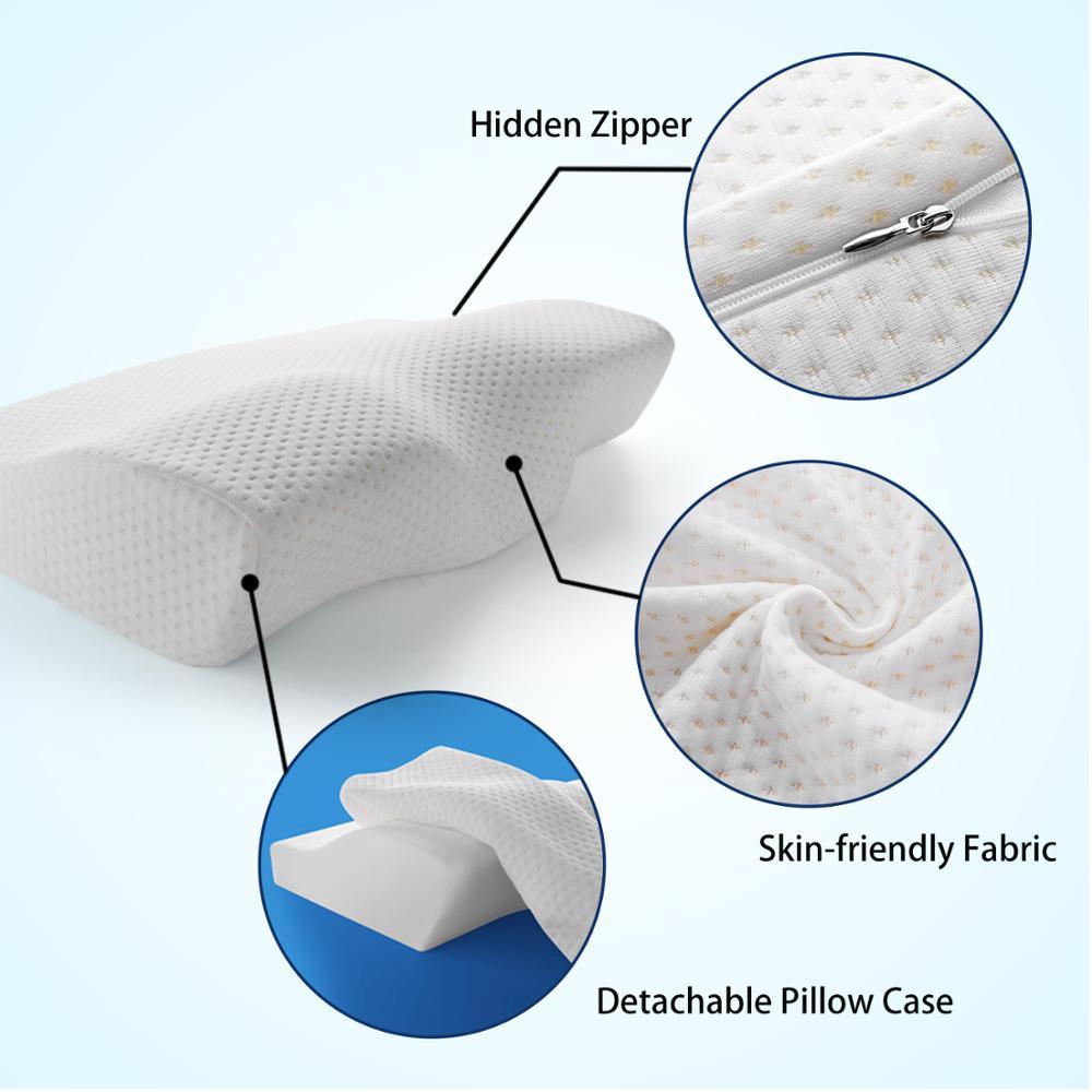 Memory Foam Beddengoed Kussen Nek Bescherming Trage Rebound Memory Foam Vlinder Vormige Kussen Gezondheid Cervicale Nek Grootte In 50*30Cm
