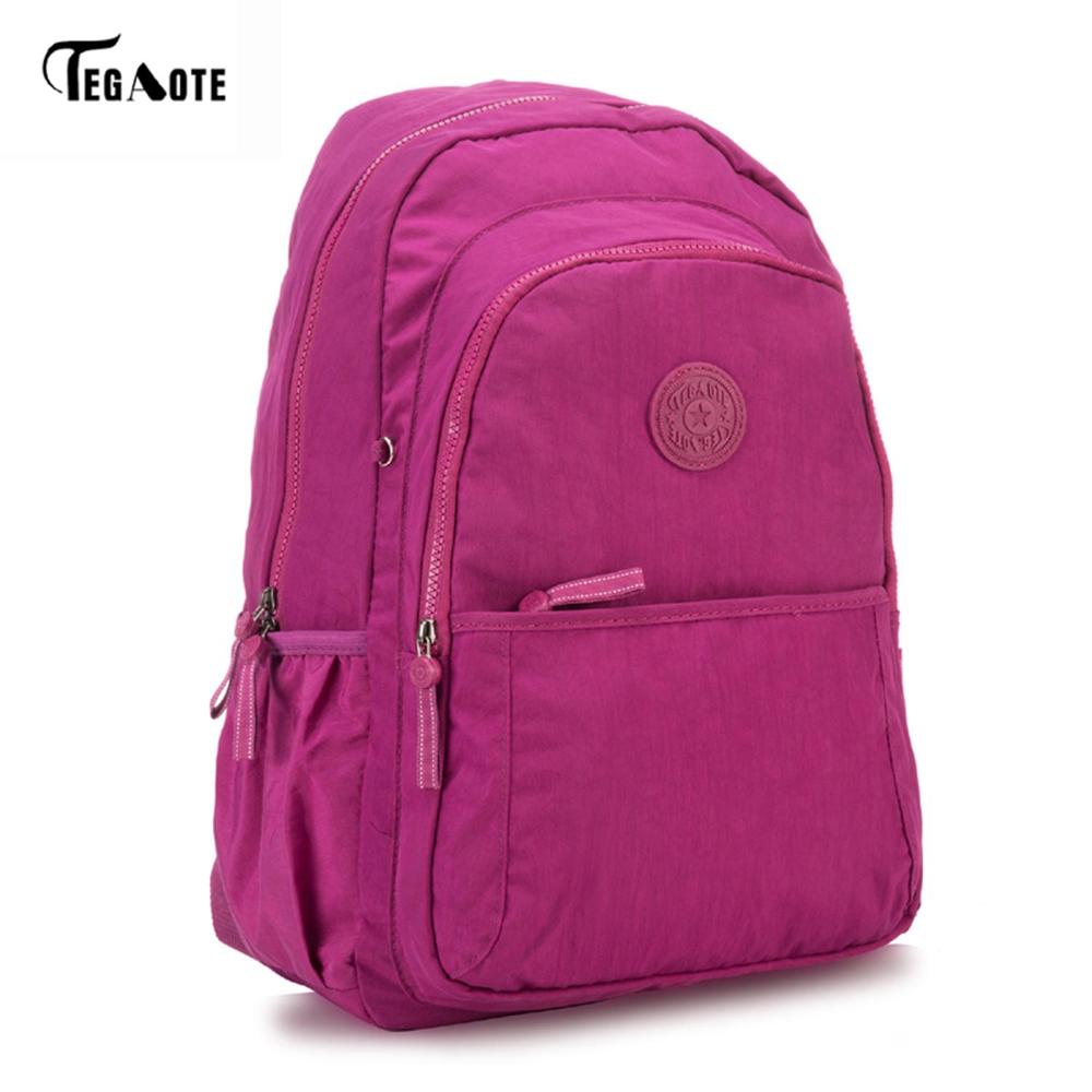 TEGAOTE Large Capacity Backpack Women Preppy School Bags For Teenagers Men Nylon Travel Bags Girls Laptop Backpack Mochila: Burgundy