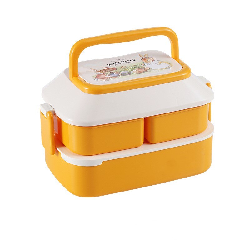 Bento Lunch Box Salad Container for Lunch 52/35oz BPA Free Leak Proof Salad Dressing Container Smart Lock Reusable Spork Spoon: orange 1L
