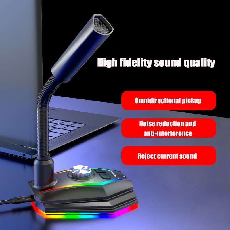 USB Microphone HD Sound Card With Speaker Headset Jack Free Drive Noise Reduction Rotate Receiver For Computer Mobile Phone