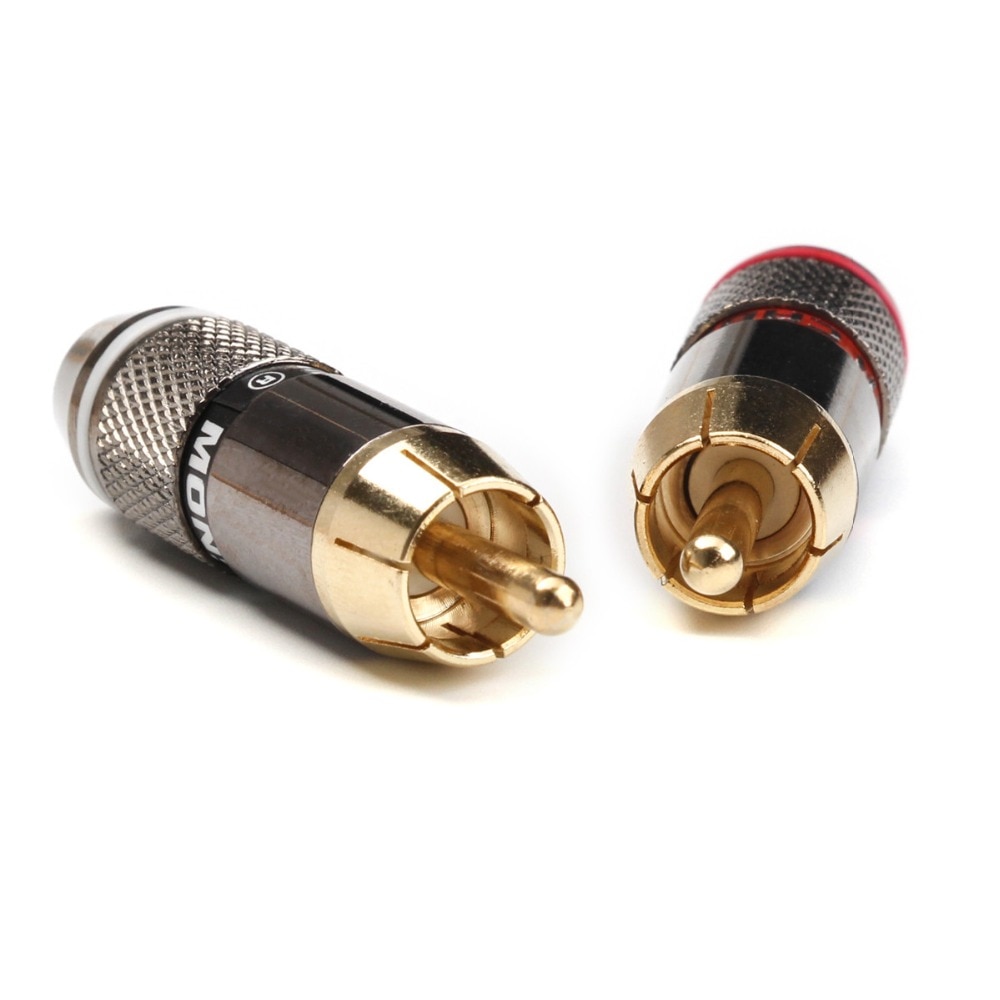 12Pcs Monster Banana Plug RCA Connector 6mm 24K Gold Plated Speaker Audio Adapter Wire Connector RCA Male Plug