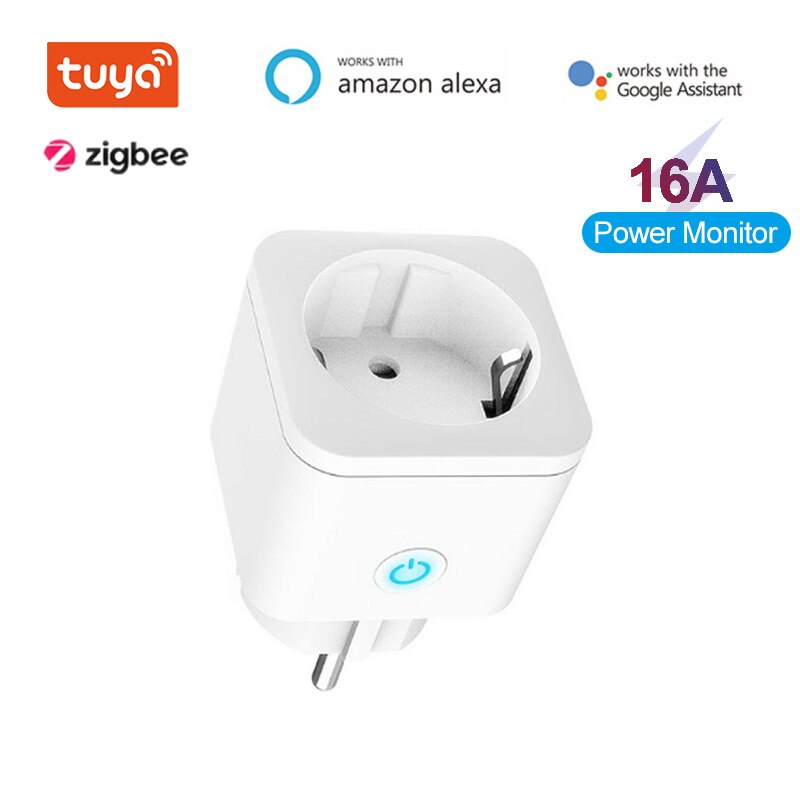 Tuya Smart Plug Zigbee Eu 16A Power Monitor Timer Socket Smart Home Draadloze Compatibel Met Alexa Google Home Assistent: 1pc