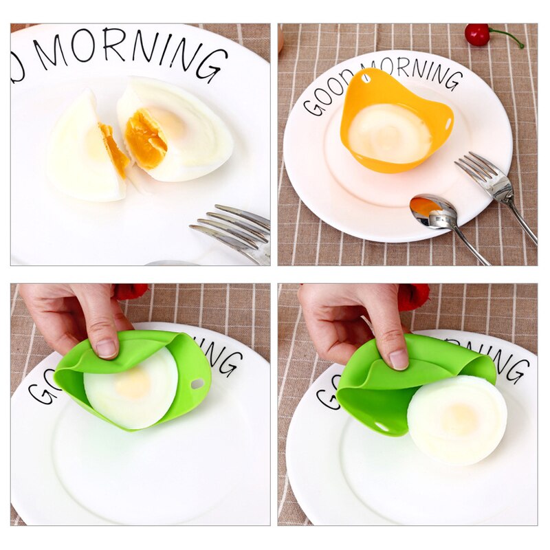 4 stk/sett silikon egg poacher posjering egg form bolleringer komfyr kjele kjøkken matlaging tilbehør pannekakemaker