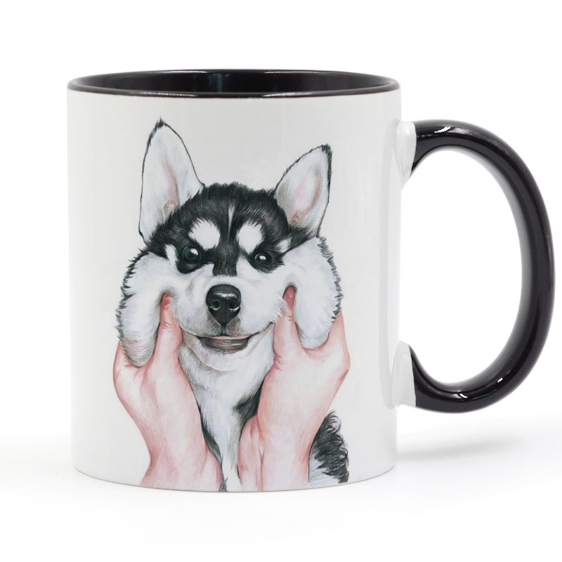 Siberian husky nypa ansiktsmugg kaffe mjölk keramisk diy heminredning muggar 11oz t332
