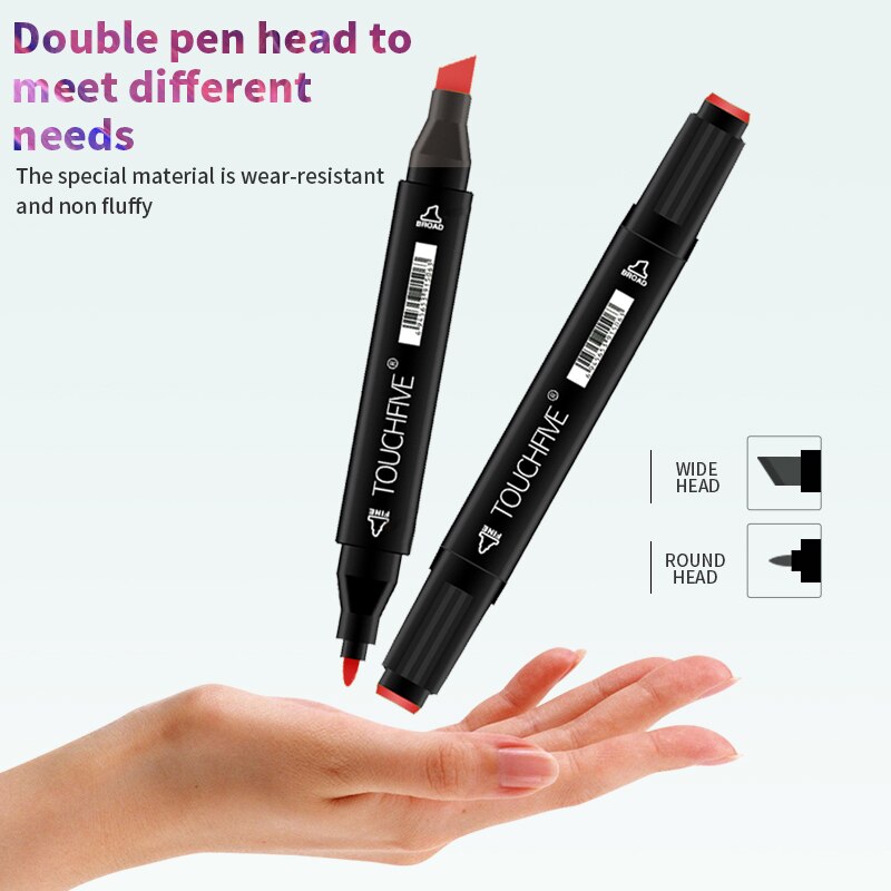 TOUCHFIVE 30/40/60/80/168 Color Markers Set Manga Drawing Markers Pen Alcohol Based Sketch Felt-Tip Twin Brush Pen Art Supplies
