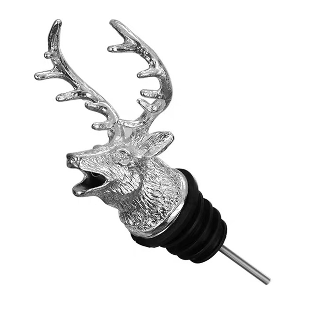 1Pcs Jagermeister Wine Pourer Zinc Alloy Deer Elk Lion Bull Wine Stopper Drinks Bar Tools Night Club Bar Accessories: Silver Deer