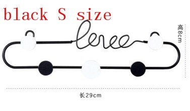 Gold Metal Love Wall Mounted Key Hanger 7 Hook Necklace Holder Necklace Organizer Hanging Rack Entryway Storage Entrance Decor: black S size 5 hook