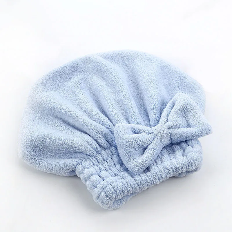 Enveloppement de serviette de cheveux en bambou, Turban de douche en microfibre pour séchage de cheveux avec nœud papillon, serviettes absorbantes à séchage rapide pour femmes Anti-frisottis: Bleu