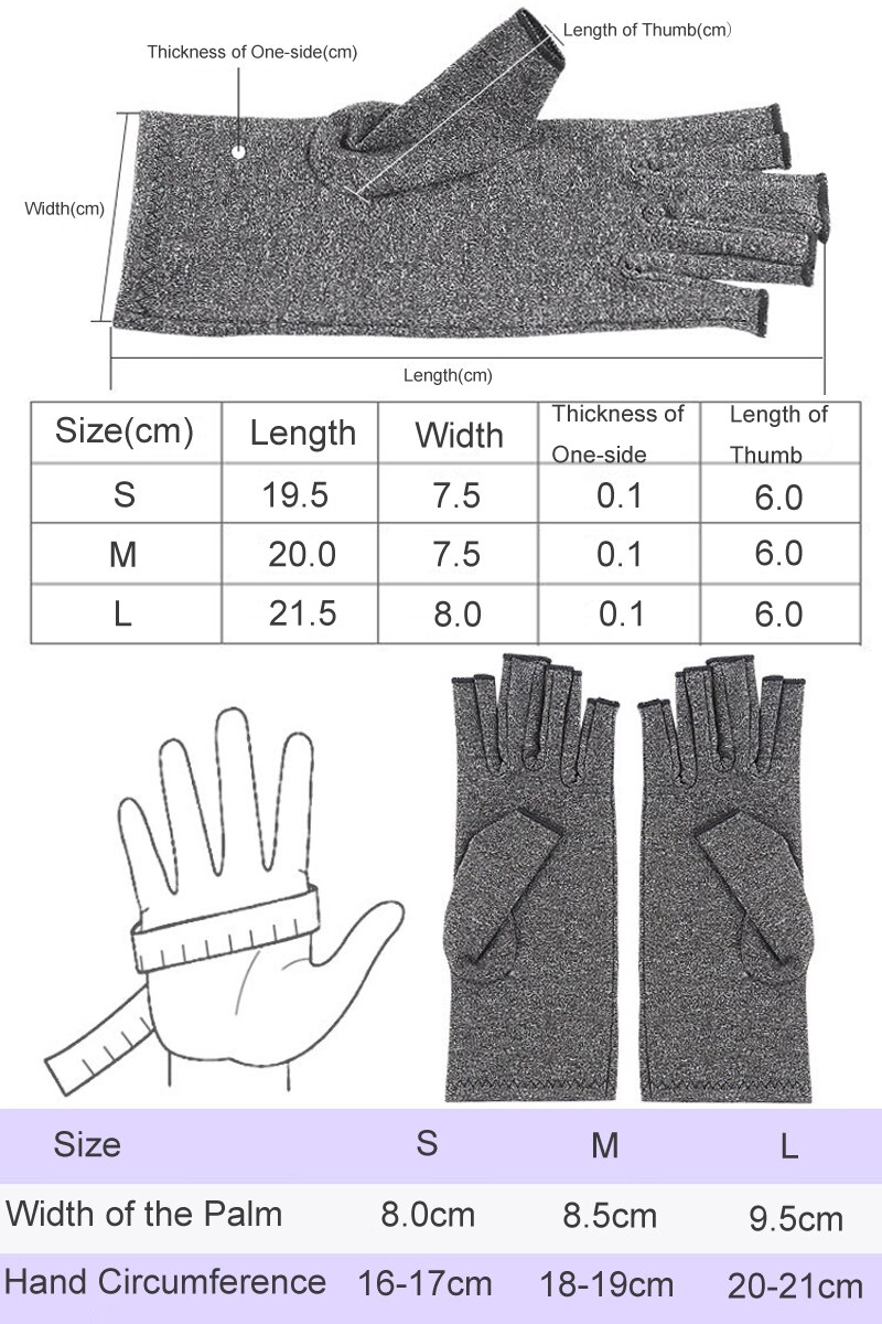 1 Pair Women Men Hand Wrist Support Brace Anti Arthritis Therapy Splint Compression Gloves Joint Pain Relief Sports Protector