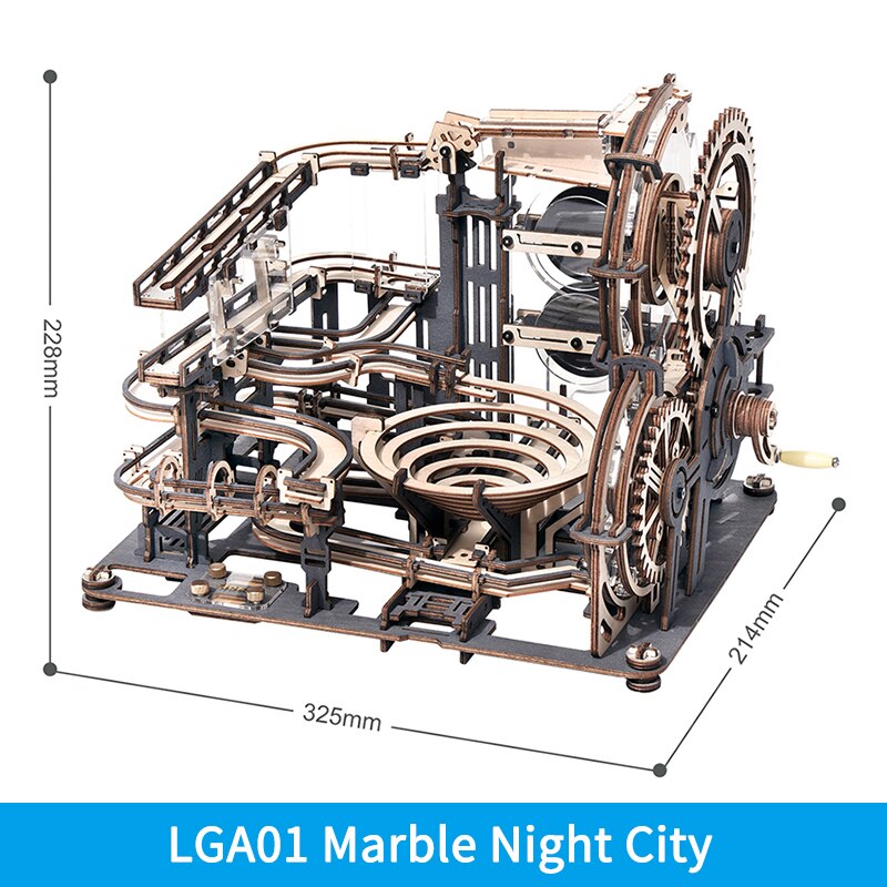 Robotime ROKR Marble Night City 3D Wooden Puzzle Games Assembly Waterwheel Model Toys for Children Kids Birthday