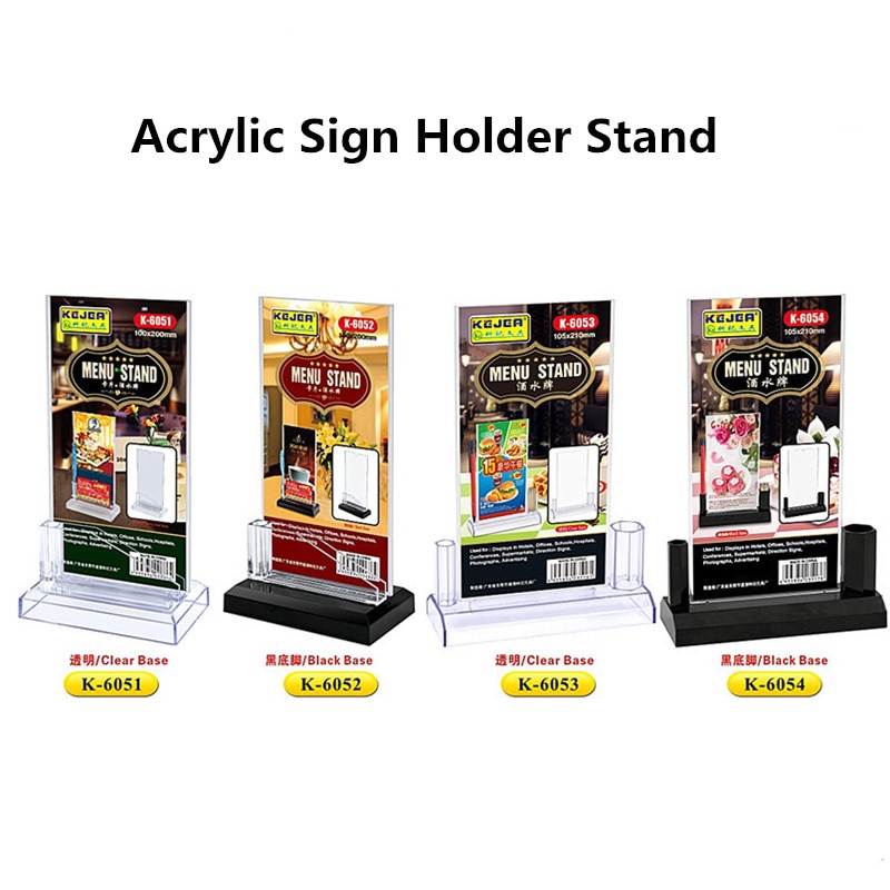 100*200mm Double Sided Plastic Sign Holders Marketing Display Stand Menu Document Paper Post Holder Frame With Name Card Case