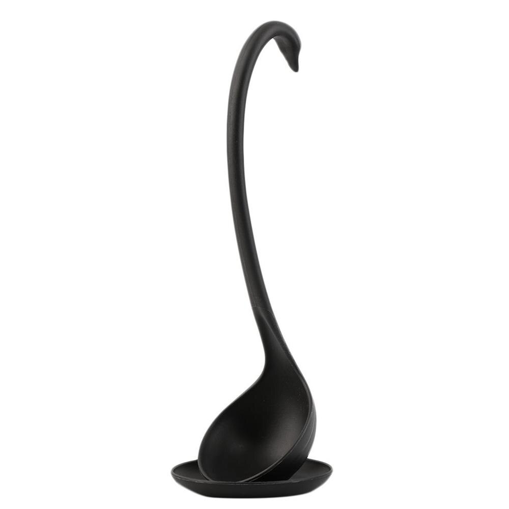 Swan Ladle Spoons Unique Swan Shaped Ladle Special Swan Spoons Useful Kitchen Cooking Tool Plastic Ladle Home Table Decor: Black