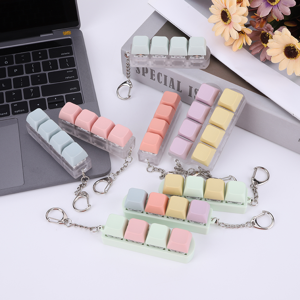 Juguete de tecla de teclado DIY para adultos, llavero Fidget, juguetes de descompresión, llave mecánica, para aliviar el tiempo de paso