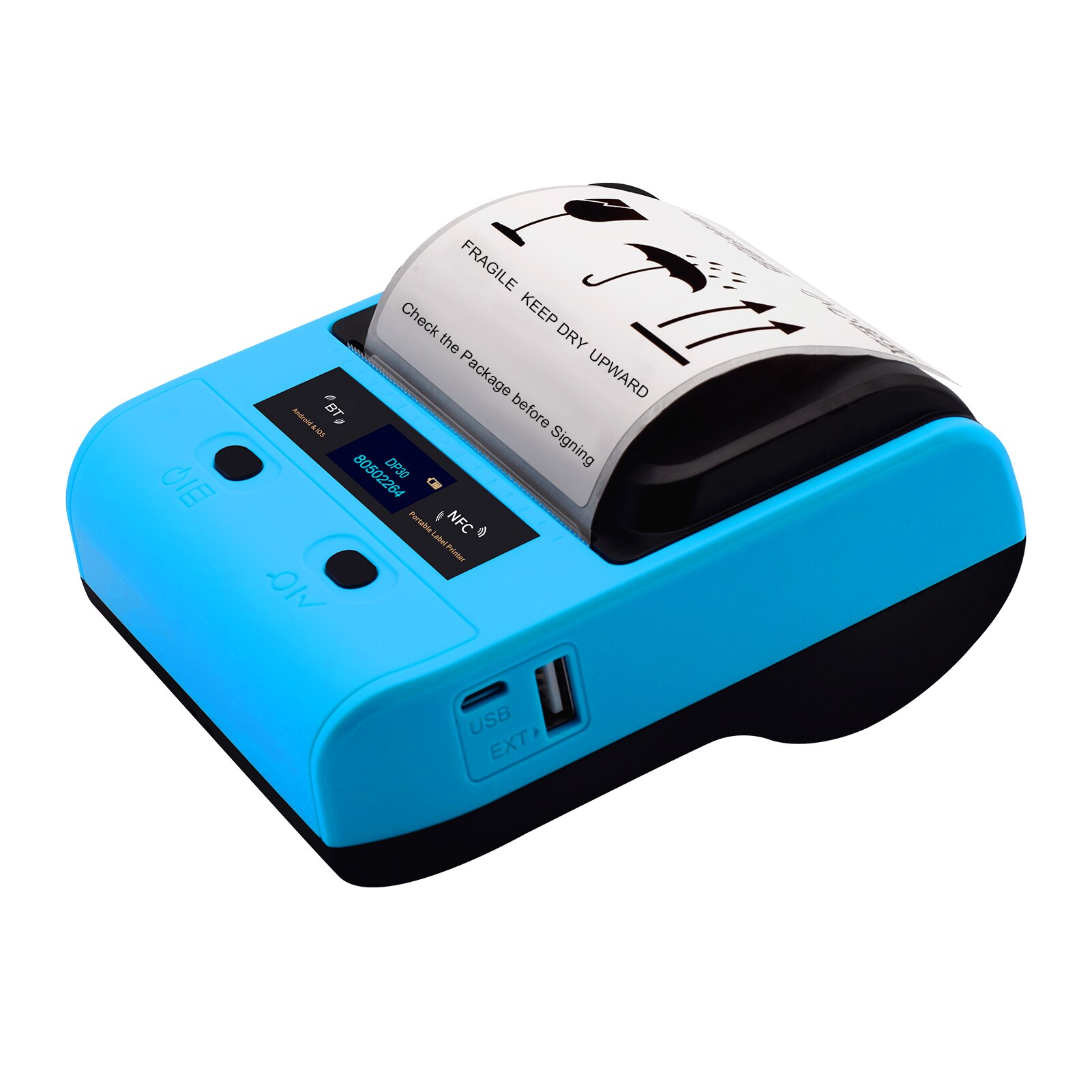 3 Inch Portable Wireless Thermal Printer USB BT NFC DP30 All in One Printer for Price Label Support ESC/POS Command for Retail: Blue