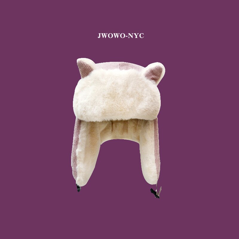 Plush Lei Feng hat female winter Korean cute cat ear children's ear cap cycling warm parent child windbreaker