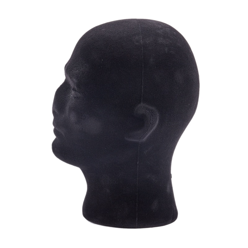 Mannlig styrofoam skum mannequin dukkehode modell parykker briller lokk vise stativ svart