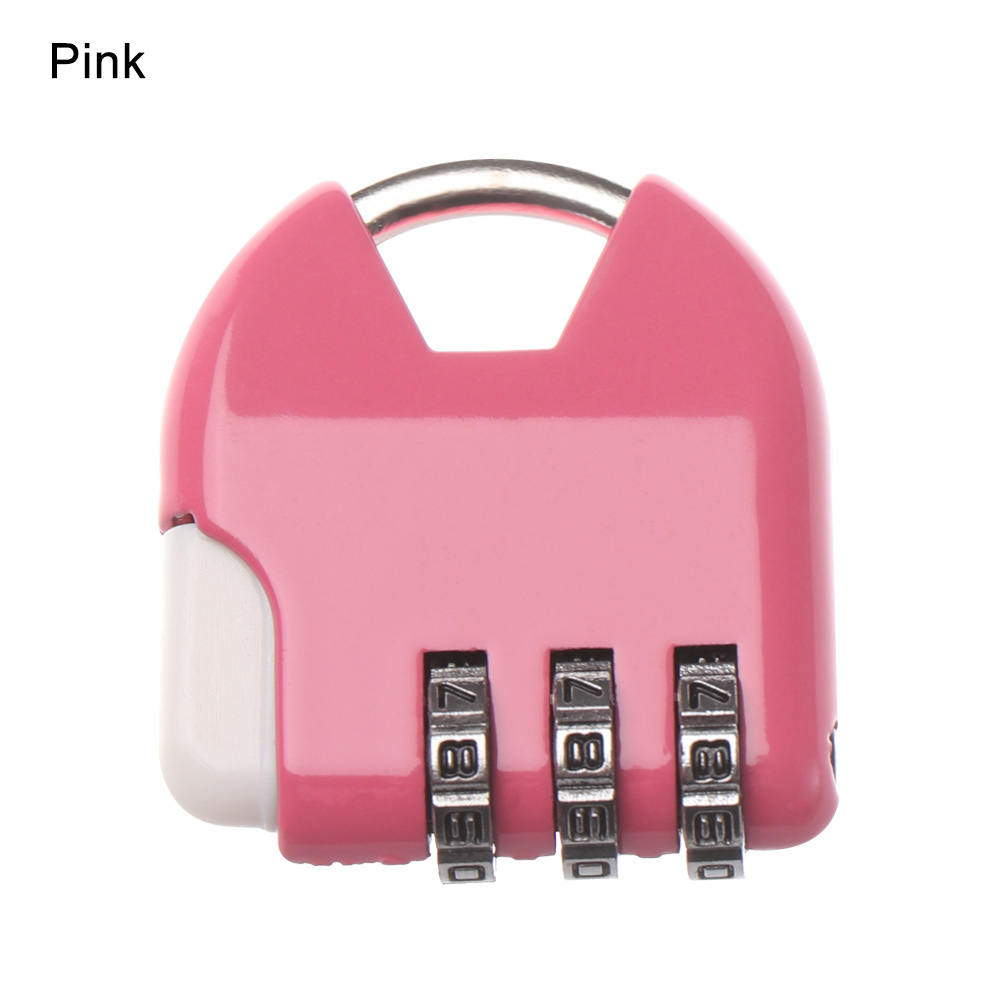 Anti-theft Backpack Travel padlock Small Padlock Resettable 3 Digit Combination Suitcase Password Code Lock Padlock Drawer Locks: type1 Pink
