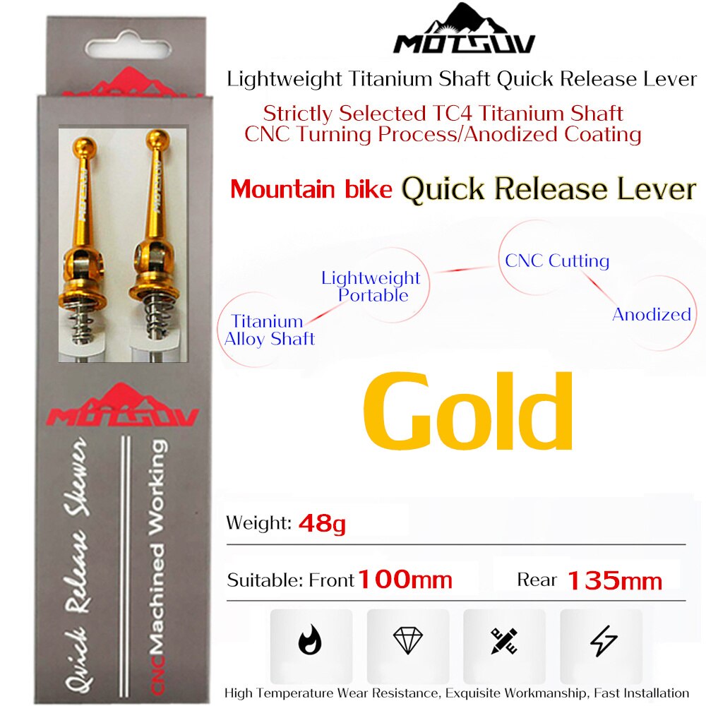 MOTSUV Folding bike Titanium Ti Skewer QR Quick Release Skewer lever MTB Road Cycling Hub Road Bike Quick Release Bicycle Parts: Mountain bike Gold