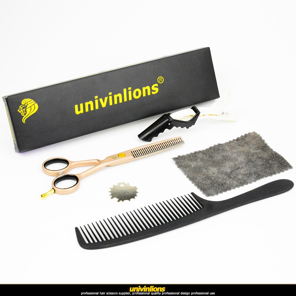 Univinlions 5.5 " rosa gyllene hår sax frisör japansk hår klippsax barberare rakkniv sax rosa