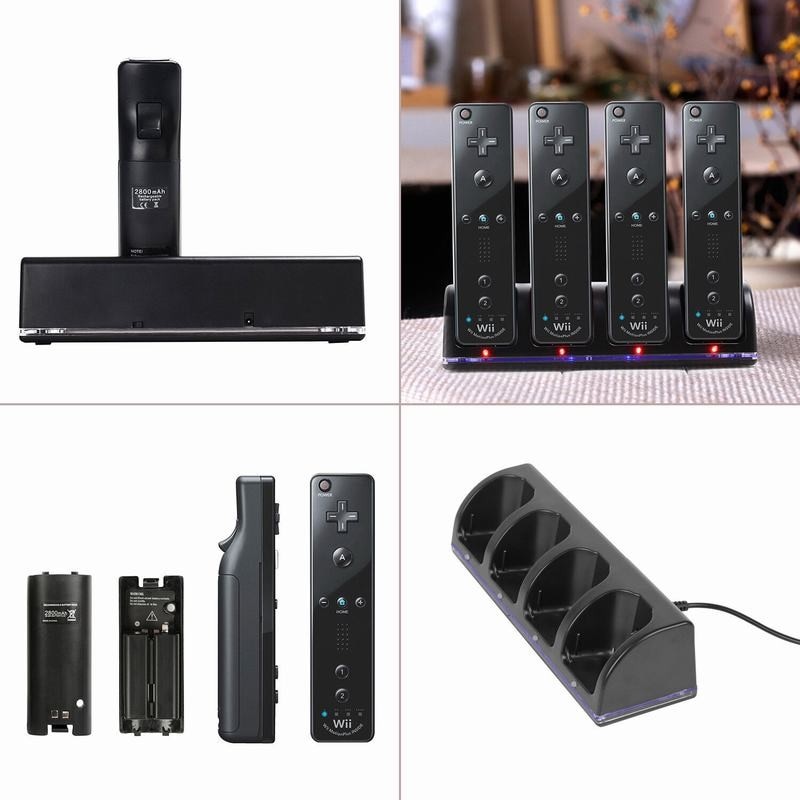 USB 2/4 Port Charge Remote Controller Charging Dock Station Dock + 2/4 Battery For Nintendo Wii Gamepad Charger With LED Light