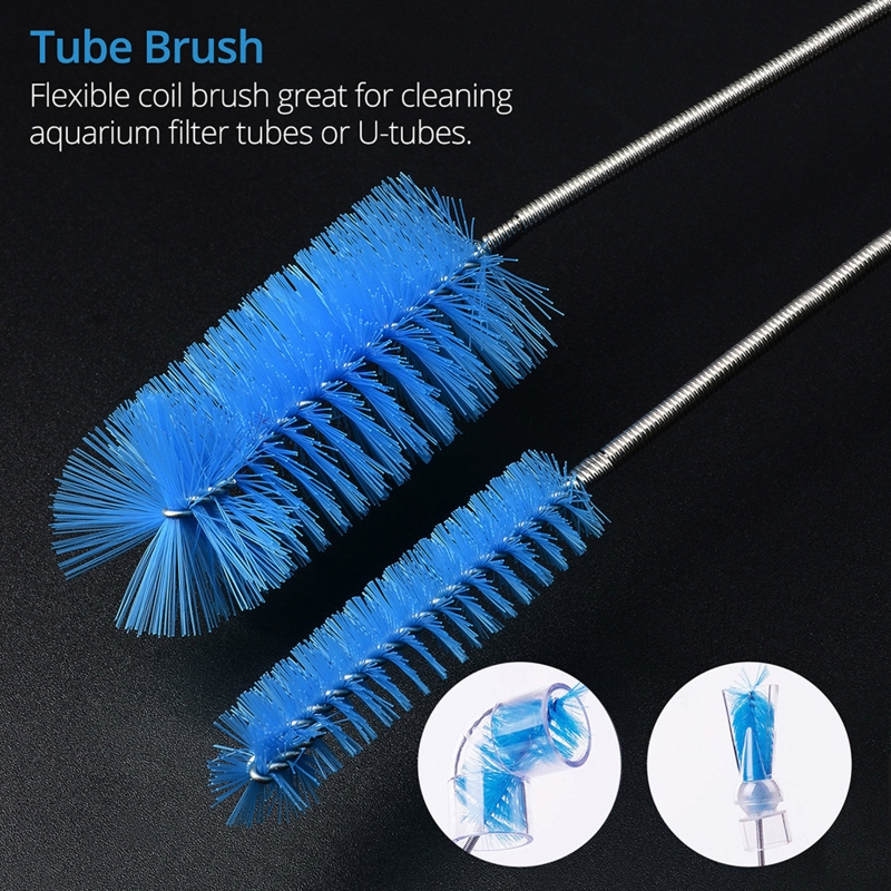 Spazzola per pulizia tubi flessibili setole in nylon a doppia estremità spazzole per filtri per acquari spazzola per pulizia tubi lunghi in acciaio inossidabile
