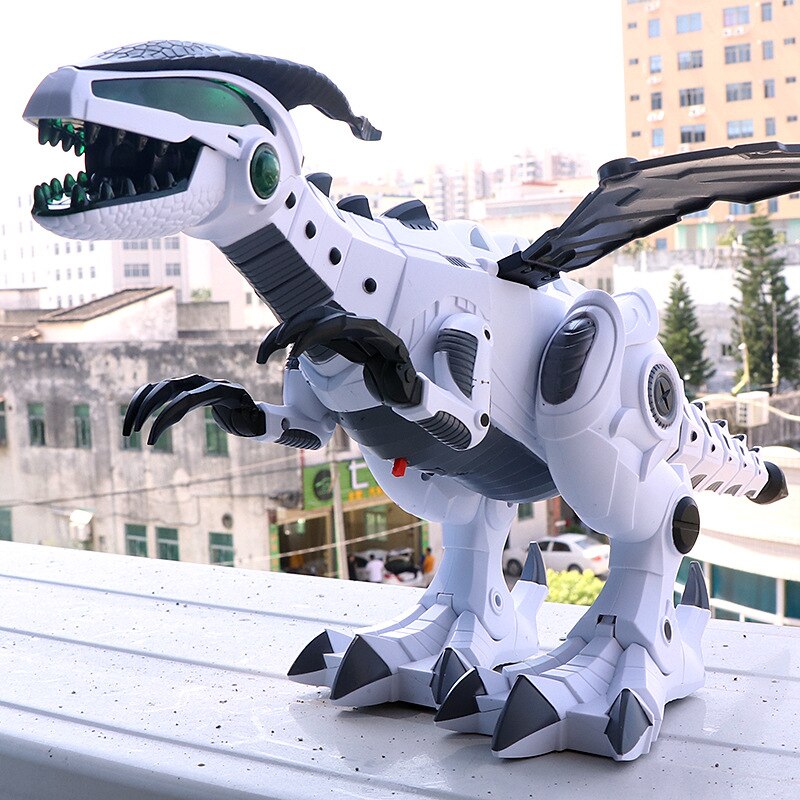 Simulación de prototipo de atomización dinosaurio Robot Múltiples articulaciones móviles Bionic caminar luz LED bonita ala cola realista juguete de los niños
