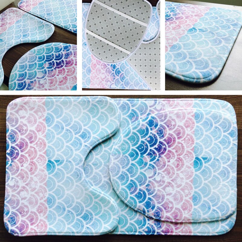 3 Stuk Badmat Tapijt Set Antislip Vis Schaal Badmat Badkamer Keuken Tapijt Deur Mat Decoratie Wc seat Cover Tapijt Ca