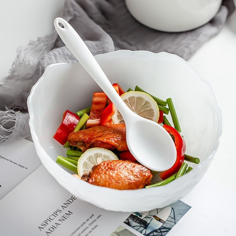 Kitchenware Spoon Long Handle Silicone Salad Food Mixing Stirring Spoon Kitchen Cooking Tool For Picnic Kitchen Soup Spoons