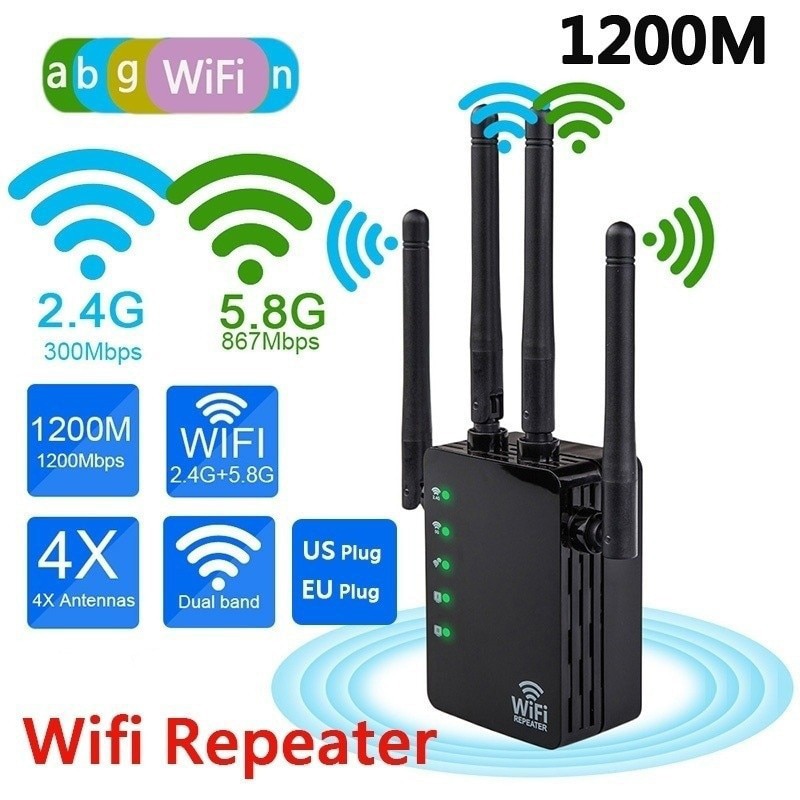 Repetidor de wi-fi sem fio banda dupla, extensor de alcance 300mbps ap roteador wi-fi amplificador de sinal com 2.4g/5g antenas 4 para hotel/home