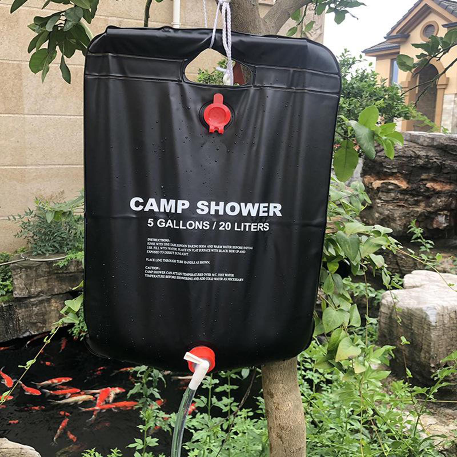 Sac de douche de Camping solaire en PVC, 20l avec tuyau amovible, pliable, pour l&#39;extérieur
