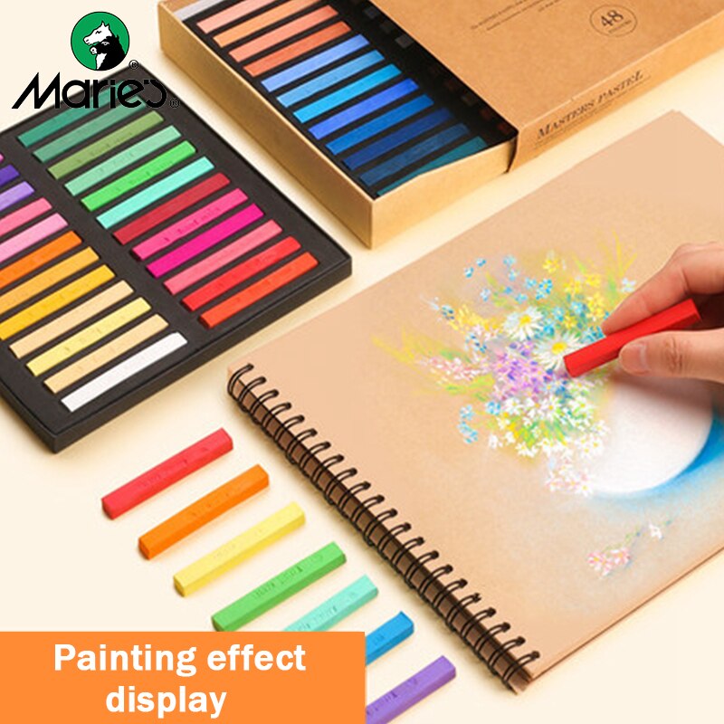 Marie's Dry Masters Pastel Stick Crayons 12/24/36/48 Colors Art Drawing Set Chalk Color Toner Crayon/Brush For Students Supplies
