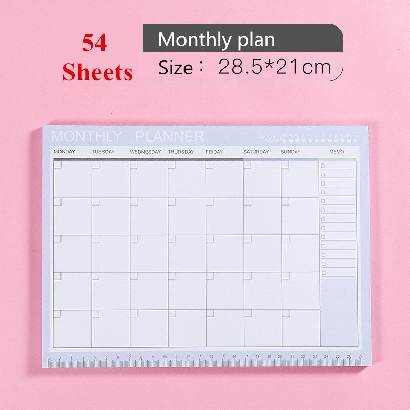 Kawaii A4 planificateur mensuel A5 Plan hebdomadaire Agenda 365 jour cahier école fournitures de bureau Journal livre papeterie Kpop: Monthly plan-purple2