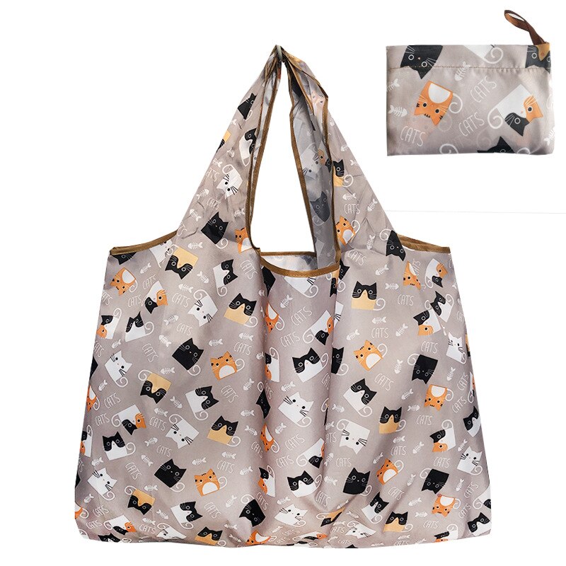 Thick Magic style Nylon Large Tote ECO Reusable Polyester Portable Shoulder Handbag Cartoon Folding Pouch Shopping Bag Foldable: H132