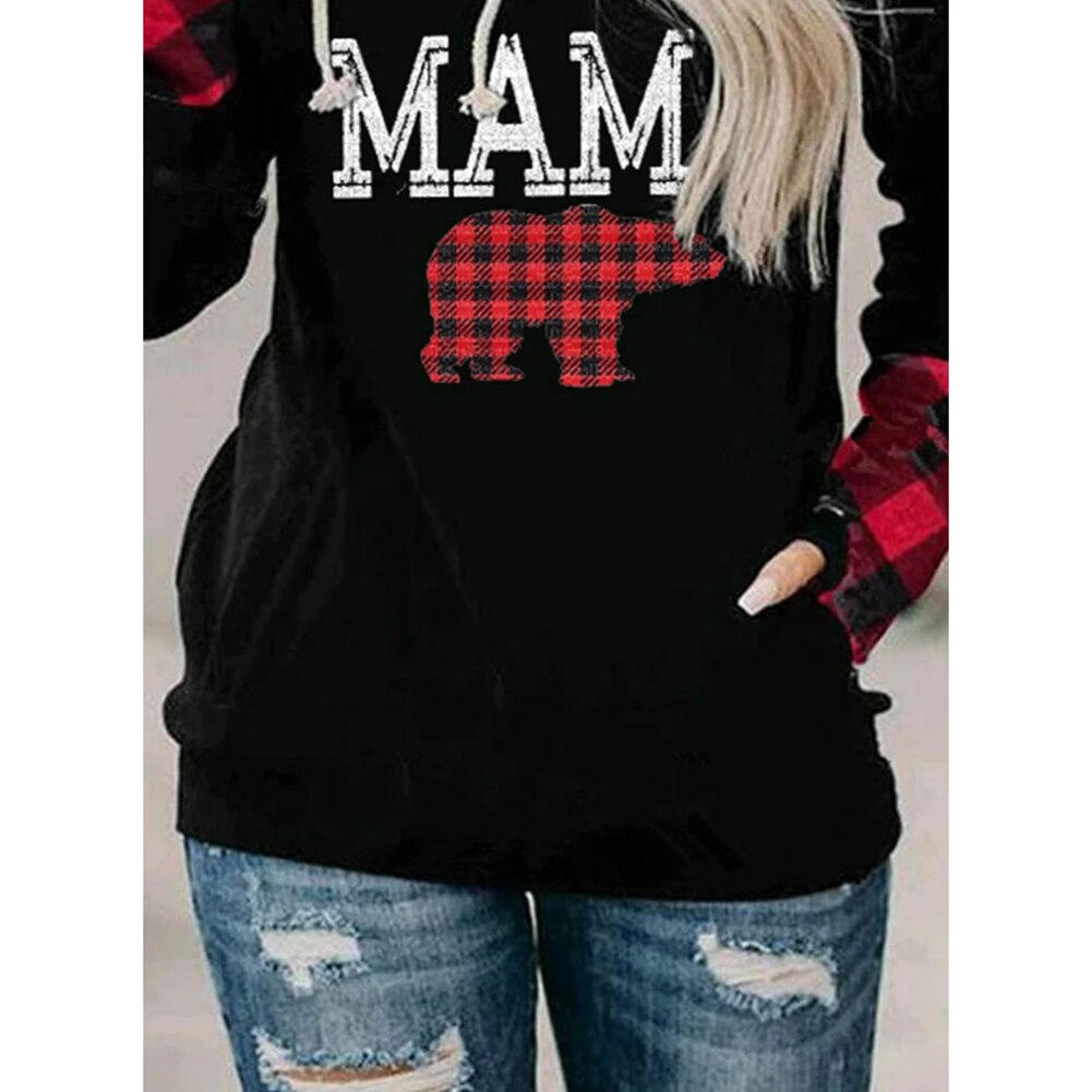 Women's Hoodie - Plaid Animal Print - Hooded Casual Sweatshirt - Long Sleeve Fashion