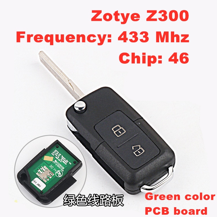 For Zotye Z300 folding remote control key 433Mhz 46 chip