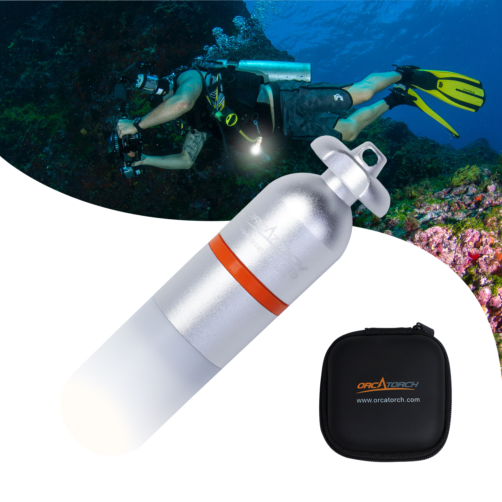 ORCATORCH SD01 PRO buceo estroboscópico baliza Mini tanque brillante luz de señal de buceo linterna subacuática luces intermitentes nocturnas: Blanco