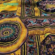 Guanin, medio metro 50x140cm patrones geométricos amarillos/tela de ropa de verano/imitación de seda impresa/falda/Vestido/Material de la camisa