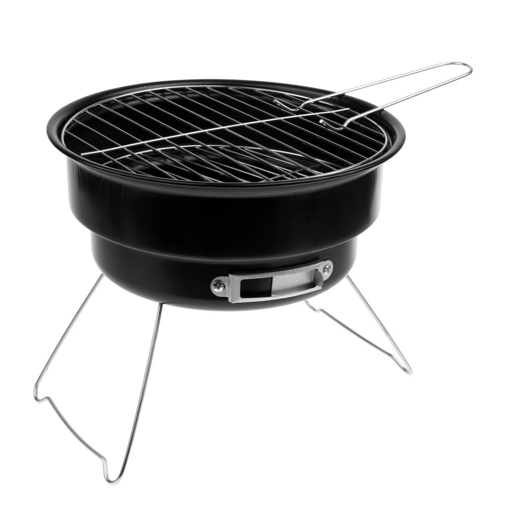 Mini kannettava pyöreä retkeily bbq grilli grilli teline liesi ulkoretkeily vaellus matkailu kalastus
