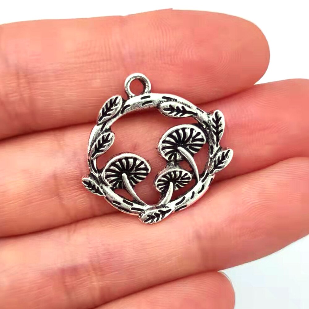 5 uds lindo tres setas bosque colgante encanto joyería de setas fantasía elfos encantos de hadas bosque para DIY mujeres hombre Accesorios: COLOR ORO ROSADO