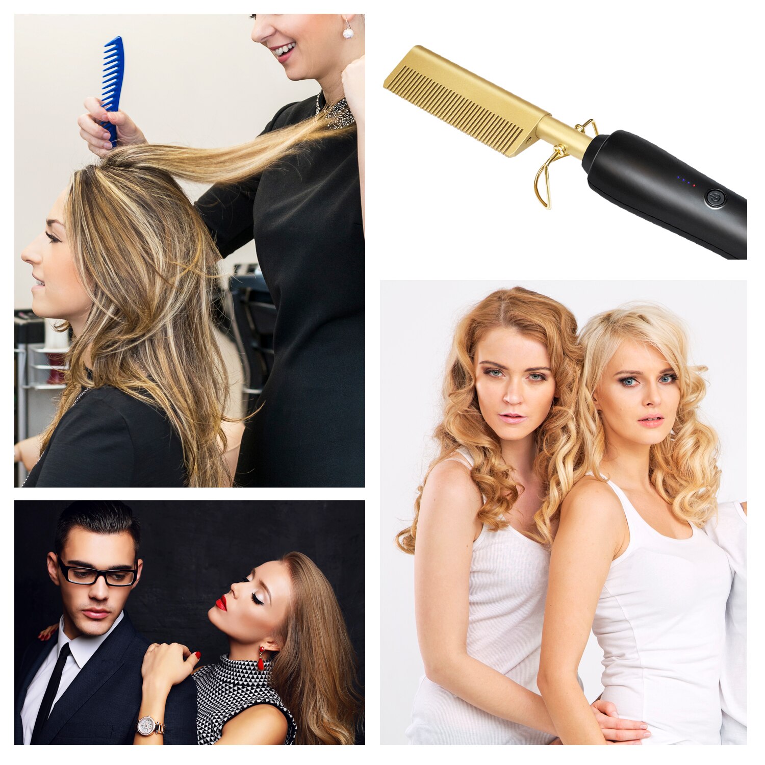 Comb Wet & Dry Hair 450ºF High Heat Hair Straightener Comb Titanium Alloy Electric Curling And Straightening Hair Brush Iron