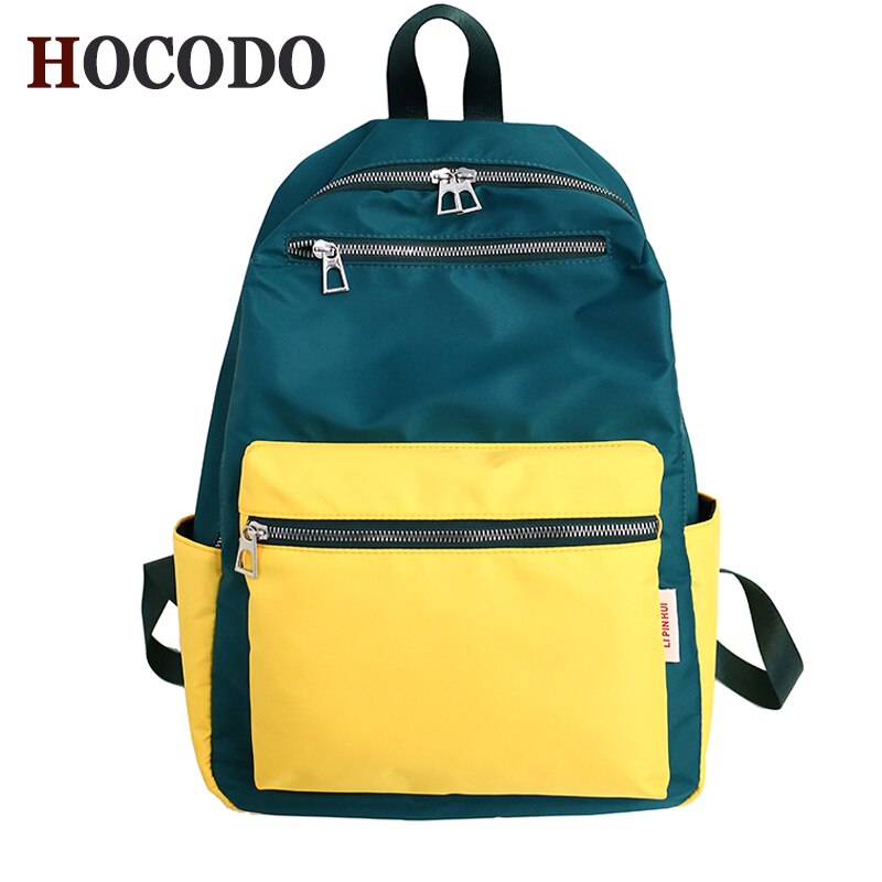 Korean Fashion Women Men Waterproof Backpack Nylon Mochilas Contrast Rucksack Casual Backpack School Laptop Bags
