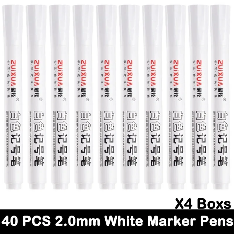 10/100 PCS White Marker Pen Paint Oily Waterproof Tire Painting Graffiti Pens Permanent Pen Stationery Art Office Supplies: light green