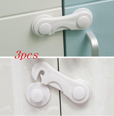5pcs home door lock for children Drawer Cabinet Toilet Safety Locks for baby Kids Safety Plastic Protection Safety Lock: 3pcs white